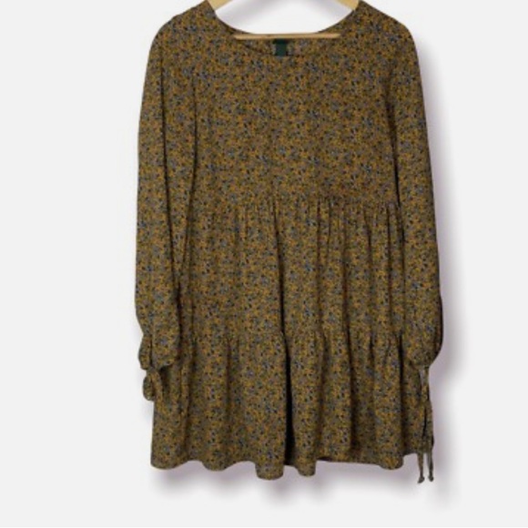 wild fable Dresses & Skirts - Wild Fable Mustard ditsy Floral layered Dress XS runs big S